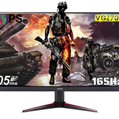 Acer 27″ UM.HV0SI.S01 Monitor – (Nitro 27″ Full HD (1920 X 1080) / IPS Panel / 250 Nits / 0.5MS / 165 Hz / 2 X HDMI / Display Port / Free Sync / Speakers / HDR 10 [VG270])
