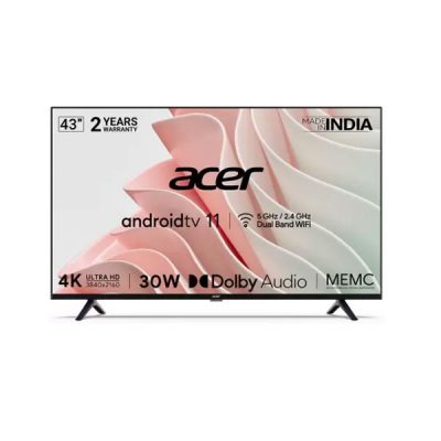 Acer 43″ UHD I Series 4K AR43AR2851UDFL Smart Android TV  – (Andriod TV 11 / Voice Ass Stant / 24 W Speakers / 2way Bluetooth)