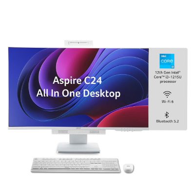 Acer Aspire C24 All in One (AIO) Desktop (Intel Core i3-1215U Processor / (23.8″) Full HD IPS Display / Windows 11 Home / 16 GB / 1TB SSD / Microsoft Office 2021 H&S)